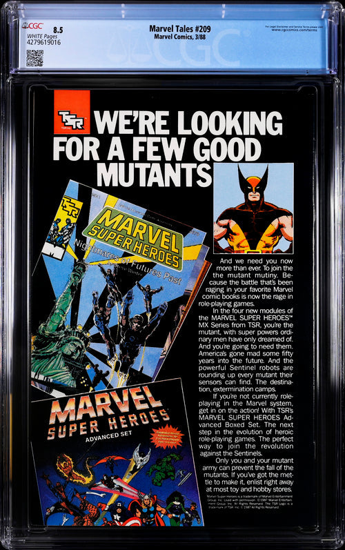 Marvel Tales #209 CGC 8.5 - Marvel Comics 3/88