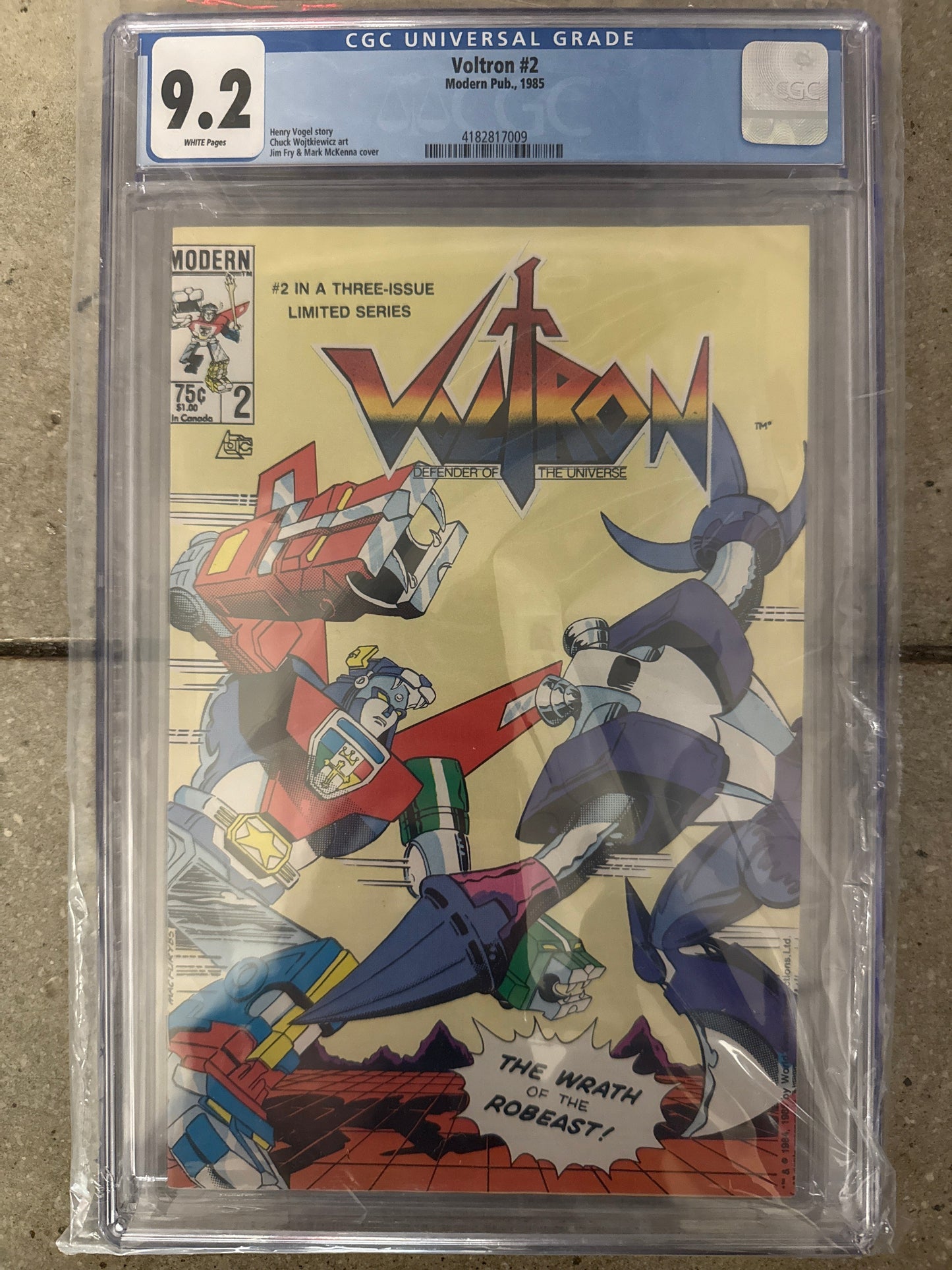 Voltron #2 CGC 9.2 - Modern Pub 1985