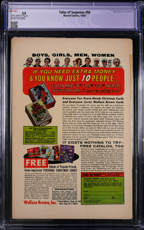 Tales of Suspense #94 CGC Restored 2.0 - Marvel Comics 10/67