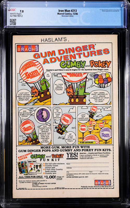 Iron Man #213 Newsstand Edition CGC 7.0 - Marvel Comics 12/86