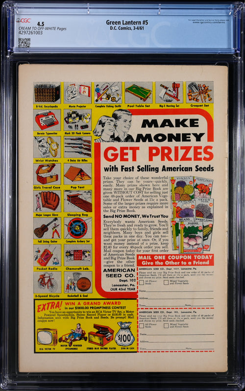 Green Lantern #5 CGC 4.5 - DC Comics 3-4/61