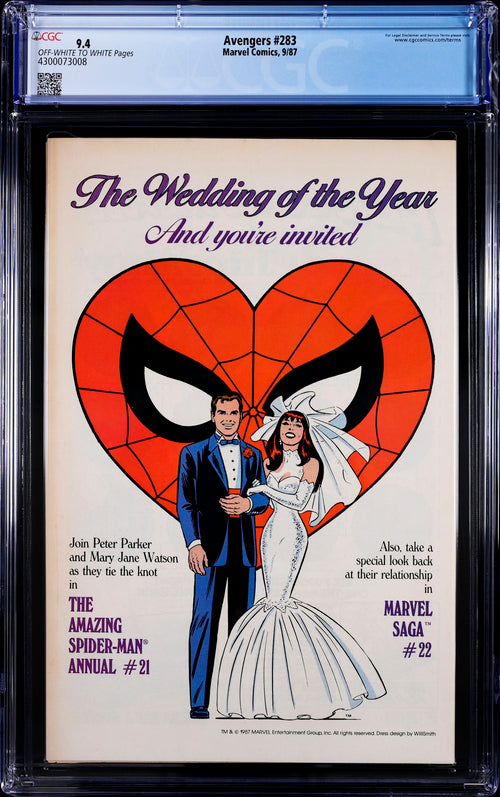 Avengers #283 CGC 9.4 - Marvel Comics 9/87