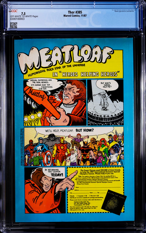 Thor #385 CGC 7.5 - Marvel Comics 11/87