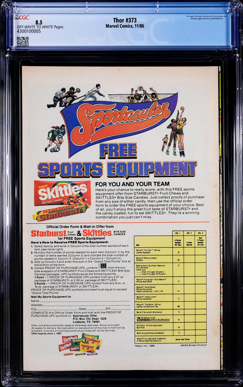 Thor #373 CGC 8.5 - Marvel Comics 11/86