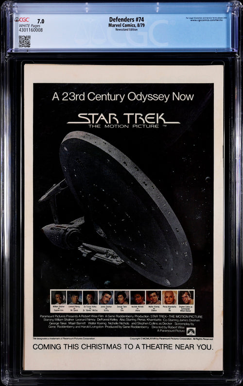 Defenders #74 Newsstand Edition CGC 7.0 - Marvel Comics 8/79