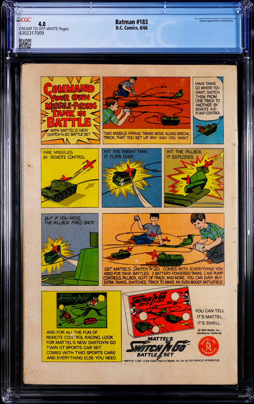 Batman #183 CGC 4.0 - DC Comics 8/66