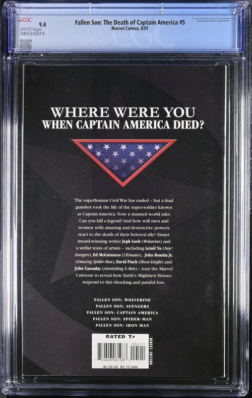 Fallen Son: The Death of Captain America #5 CGC 9.4 - Marvel Comics 8/07