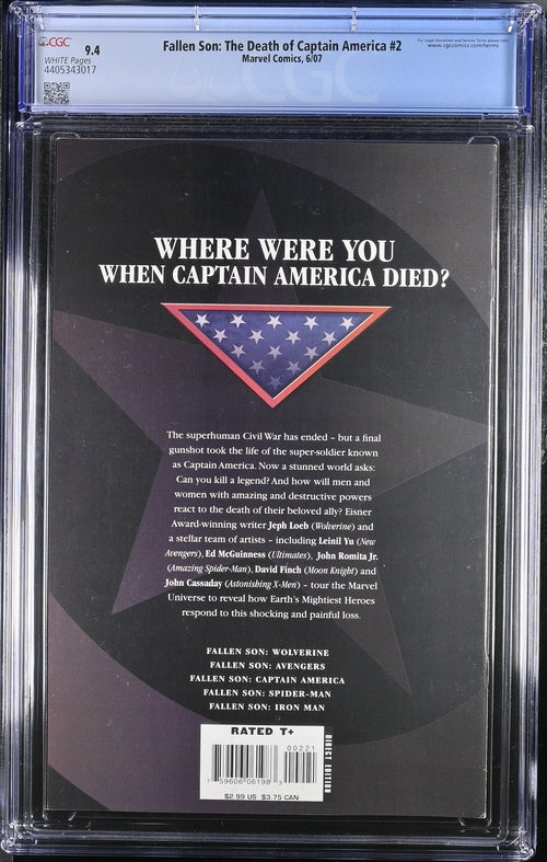 Fallen Son: The Death of Captain America #2 CGC 9.4 - Marvel Comics 6/07