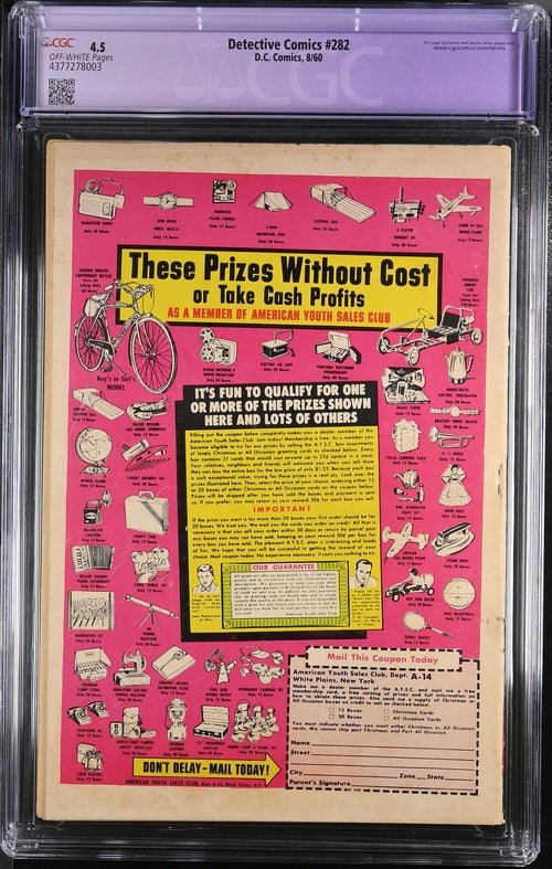 Detective Comics #282 CGC 4.5 - DC Comics 8/60