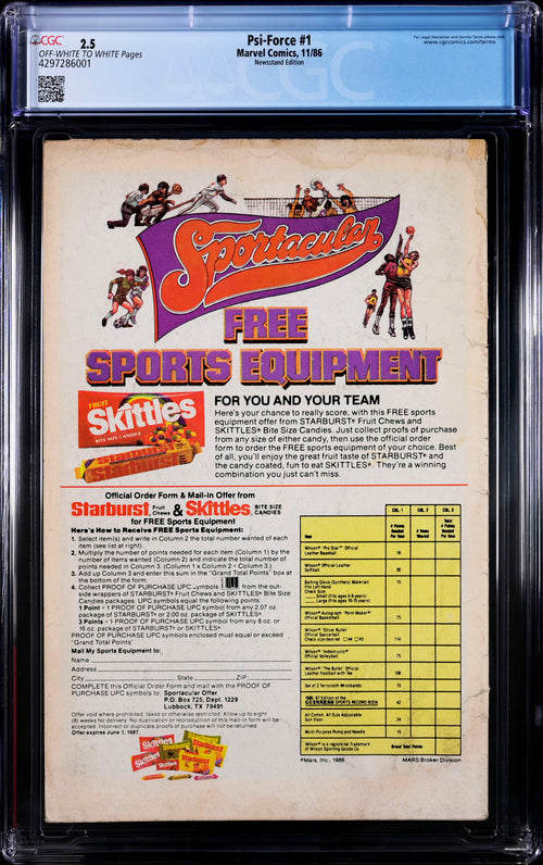 Psi-Force #1 Newsstand Edition  CGC 2.5 - Marvel Comics 11/86