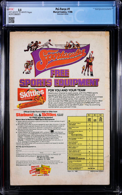 Psi-Force #1 Newsstand Edition  CGC 2.5 - Marvel Comics 11/86