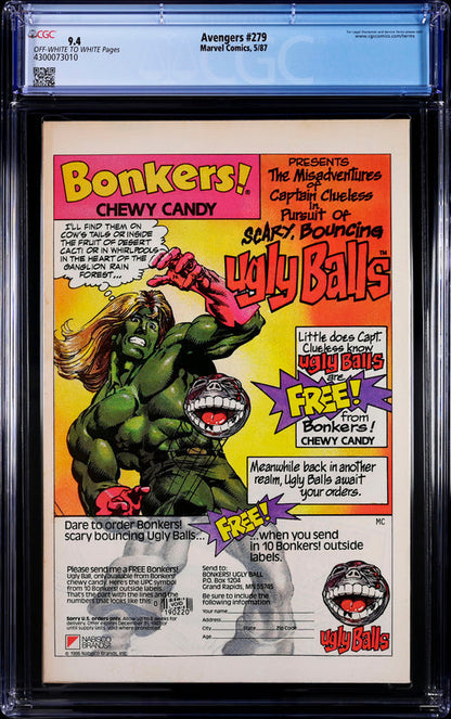 Avengers #279 CGC 9.4 - Marvel Comics 5/87