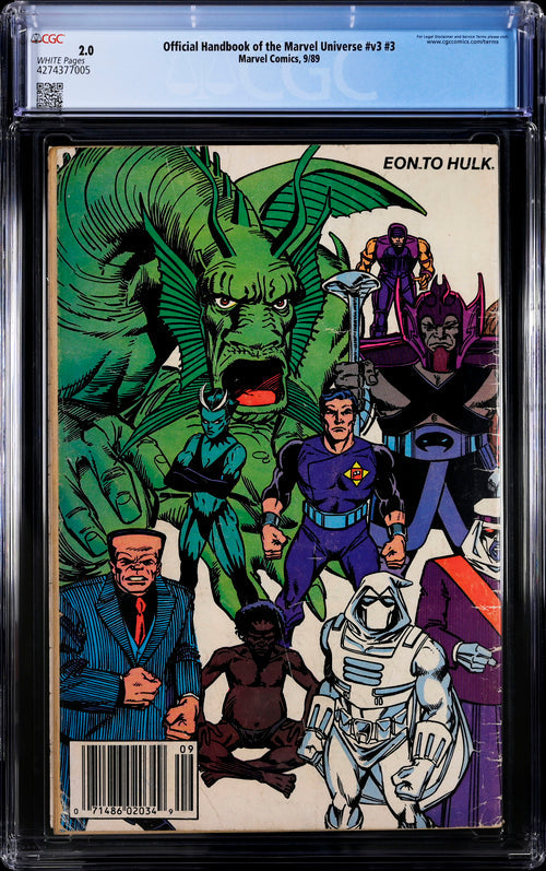 Official Handbook of the Marvel Universe #3 V3 CGC 2.0 - Marvel Comics 9/89