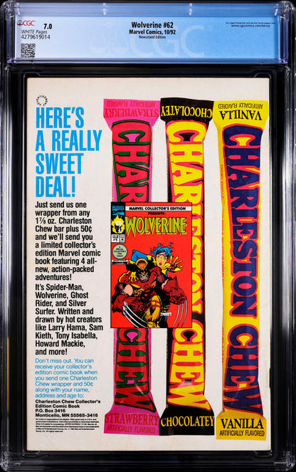 Wolverine #62 CGC 7.0 - Marvel Comics 10/92