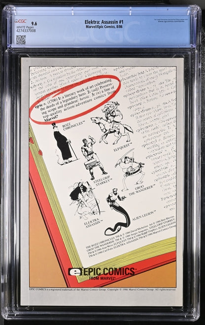 Elektra: Assassin #1 CGC 9.6 - Marvel/Epic Comics 8/86