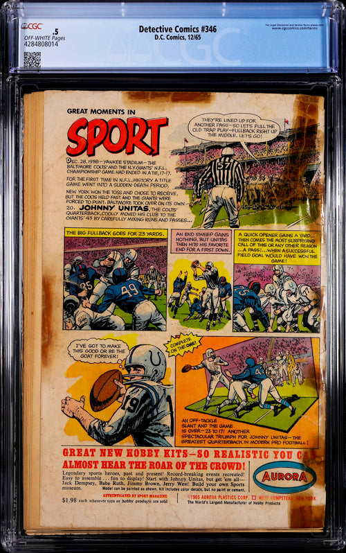 Detective Comics #346 CGC 0.5 - DC Comics 12/65
