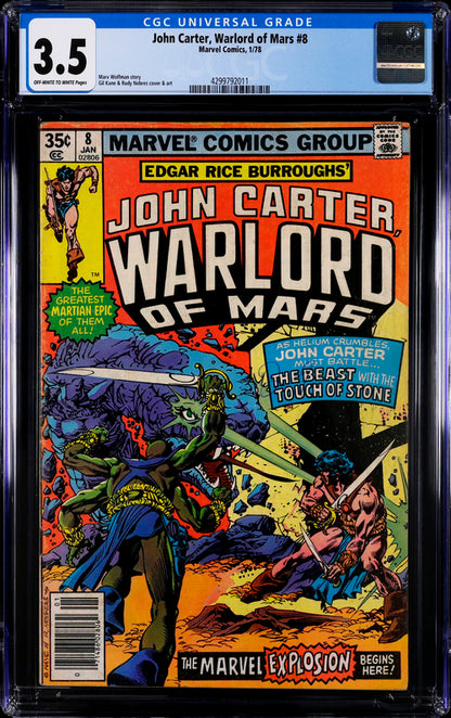 John Carter, Warlord of Mars #8 CGC 3.5 - Marvel Comics 1/78