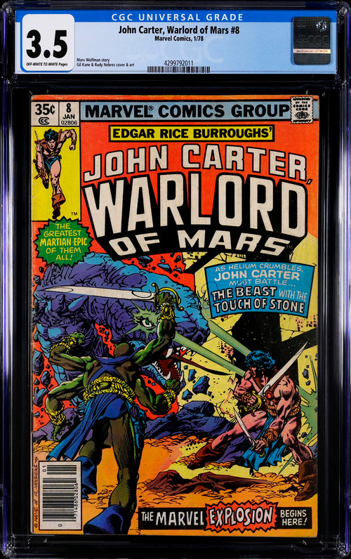 John Carter, Warlord of Mars #8 CGC 3.5 - Marvel Comics 1/78