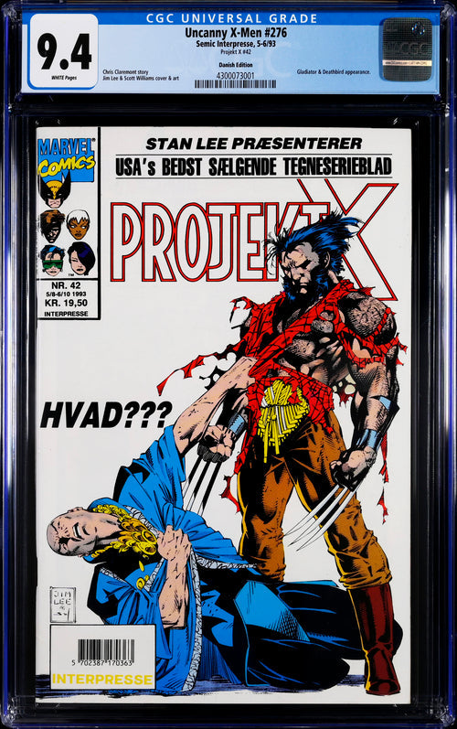 Uncanny X-Men #276 Danish Edition CGC 9.4 - Marvel Comics 5-6/93