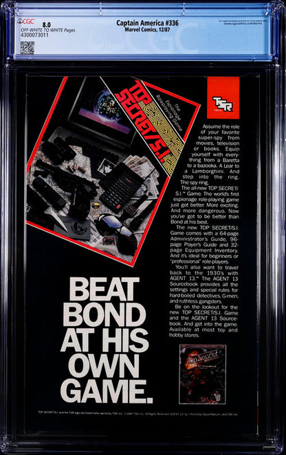 Captain America #336 CGC 8.0 - Marvel Comics 12/87