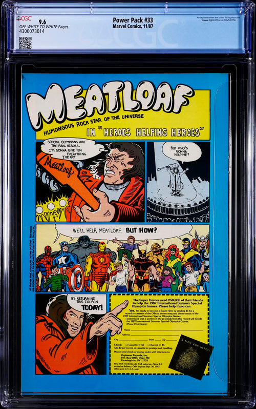 Power Pack #33 CGC 9.6 - Marvel Comics 11/87