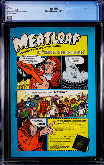 Thor #385 CGC 7.5 - Marvel Comics 11/87