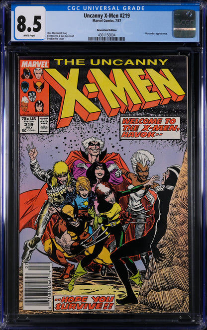 Uncanny X-Men #219 Newsstand Edition CGC 8.5 - Marvel Comics 7/87