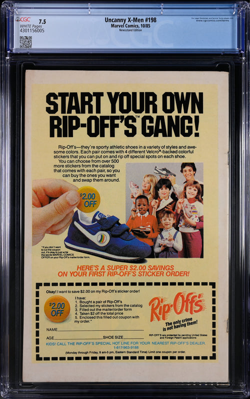 Uncanny X-Men #198 Newsstand Edition CGC 7.5 - Marvel Comics 10/85