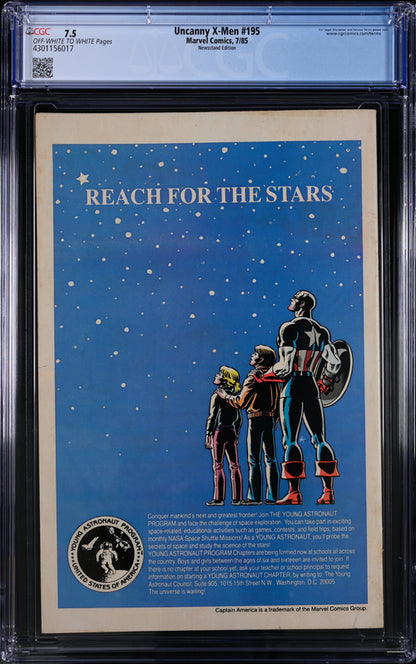 Uncanny X-Men #195 Newsstand Edition CGC 7.5 - Marvel Comics 7/85