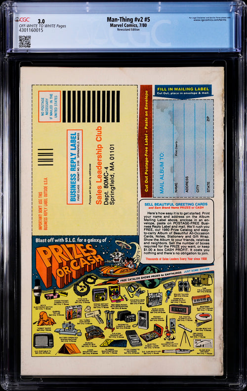 Man-Thing v2 #5 Newsstand Edition CGC 3.0 - Marvel Comics 7/80