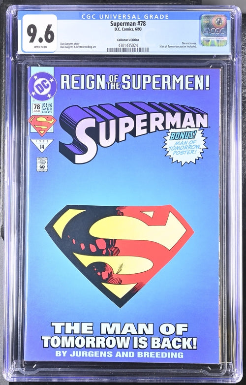 Superman #78 Collector's Edition CGC 9.6 - DC Comics 6/93