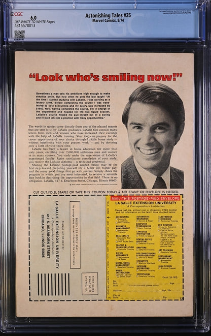 Astonishing Tales #25 CGC 6.0 - Marvel Comics 8/74