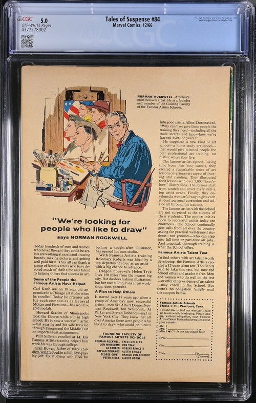 Tales of Suspense #84 CGC 5.0 - Marvel Comics 12/66