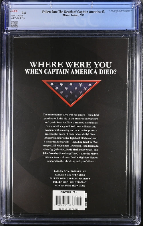 Fallen Son: The Death of Captain America #3 CGC 9.4 - Marvel Comics 7/07