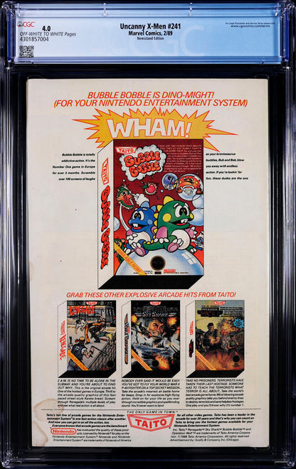 Uncanny X-Men #241 Newsstand Edition CGC 4.0 - Marvel Comics 2/89