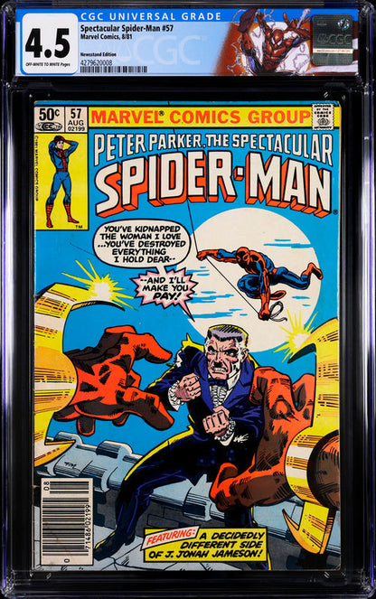 Spectacular Spider-Man #57 Newsstand Edition CGC 4.5 - Marvel Comics 8/81