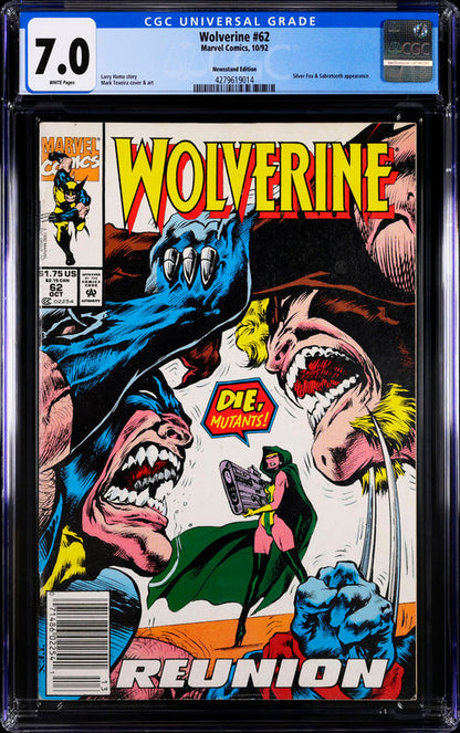 Wolverine #62 CGC 7.0 - Marvel Comics 10/92