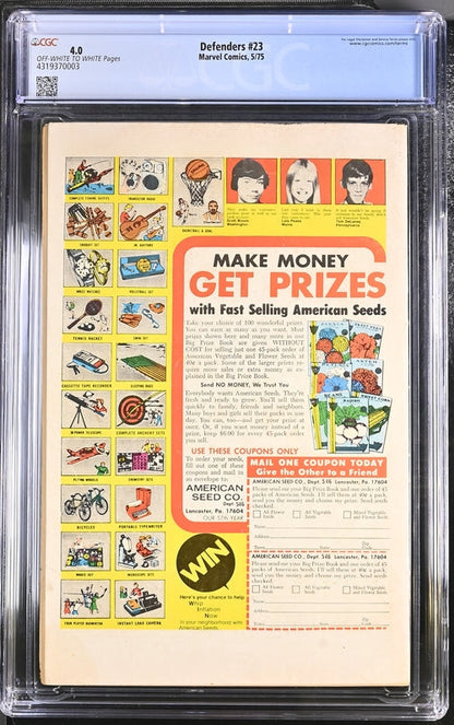 Defenders #23 CGC 4.0 - Marvel Comics 5/75