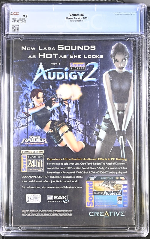 Venom #4 Newsstand Edition CGC 9.2 - Marvel Comics 9/03