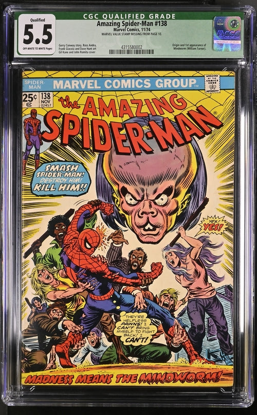 Amazing Spider-Man #138 CGC Qualified 5.5 - Marvel Comics 11/74