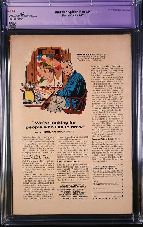 Amazing Spider-Man #49 CGC Restored 6.0 - Marvel Comics 6/67