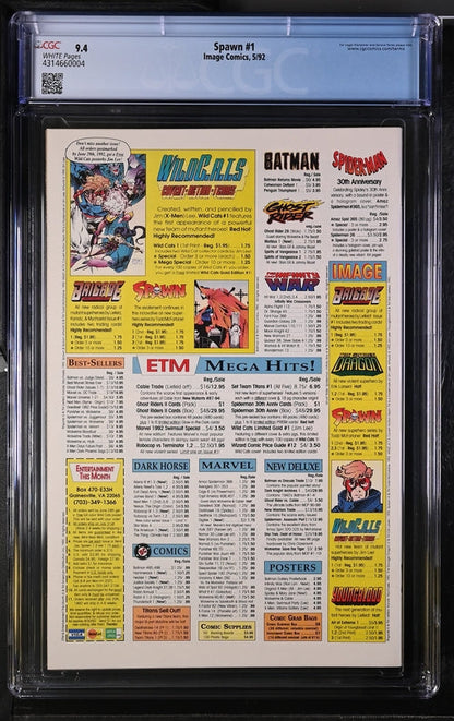 Spawn #1 CGC 9.4 - Image Comics 5/92