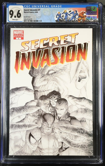 Secret Invasion #1 Sketch Cover CGC 9.6 - Marvel Comics 6/08