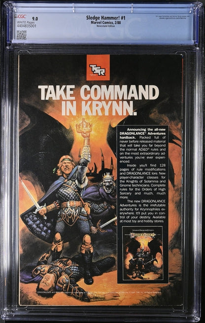 Sledge Hammer! #1 Newsstand Edition CGC 9.0 - Marvel Comics 2/88
