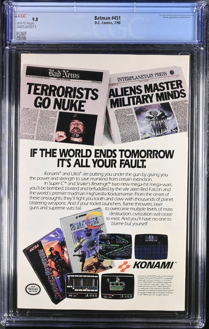 Batman #451 CGC 9.8 - DC COMICS 7/90