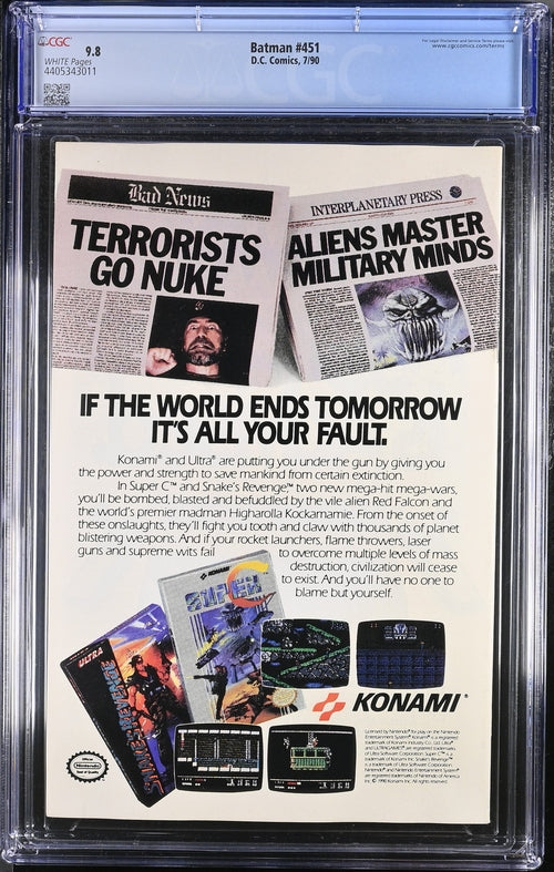 Batman #451 CGC 9.8 - DC COMICS 7/90