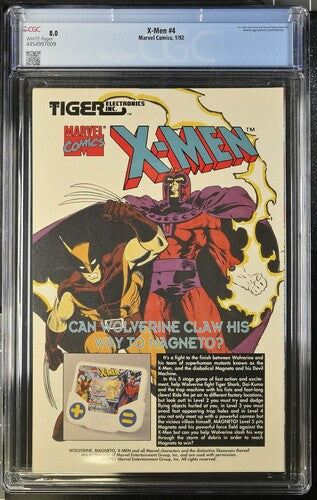 X-Men #4 CGC 8.0 - Marvel Comics 1/92