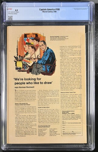 Captain America #100 CGC 4.5 - Marvel Comics 4/68